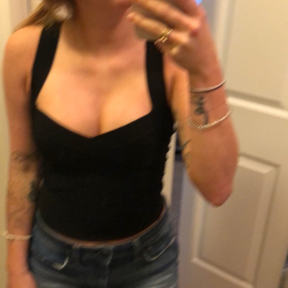 Cute crop top black stretchy comfy - Picture 4 of 7